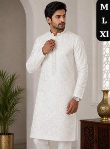 NOIIR PIGEON Ensemble Kurta Pyjama en Soie Jacquard pour Homme, Boutons Designer, Séchage Rapide, Infroissable, Style Ethnique Indien - Product Image 4