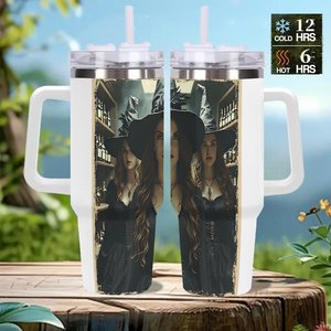 Vaso de acero inoxidable de 40 oz con diseño de bruja para fiesta de Halloween - Product Image 2