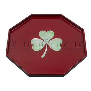Plateaux de service décoratifs laqués brillants en gros avec motif trèfle MOP pour la Saint-Patrick, fabriqués au Vietnam - Product Image 4