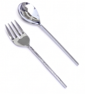 Ensemble de couverts minimalistes en métal avec manche martelé, finition miroir haute brillance, compatible lave-vaisselle, idéal pour les mariages - Product Image 1