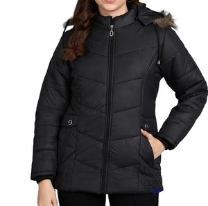 Veste bouffante en duvet d'oie pour femme Veste bouffante à col montant et fermeture éclair matelassée imperméable pour femme - Product Image 1