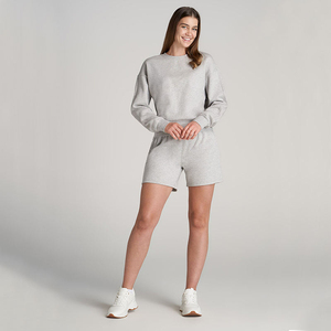 Custom Winter Women's Tall Sweatshirt with Short Fleece Cropped Crew Lined Sweater Brushed Cotton Eco-Friendly Private Logo - Product Image 1