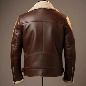 Veste bomber en peau de mouton véritable pour homme, style aviateur - Product Image 5