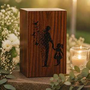 Boîte urne rectangulaire en bois de rose indien gravé Tree Life, décoration murale pour la maison, 100% fait main, panneau arrière coulissant facile à ouvrir - Product Image 1