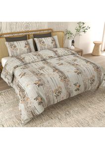 Ensemble de couette en coton à motifs floraux vintage avec 2 housses de coussin |   Couette imprimée beige pour lit double, literie confortable et décoration intérieure pour chambre à coucher - Product Image 2