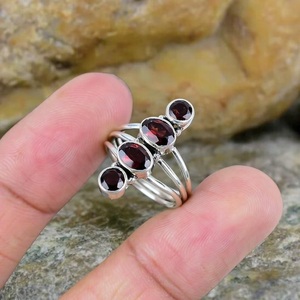 Handmade 925 Sterling Silver Bohemian Christian Bezel Setting <b>Garnet</b> <b>Ring</b> GIA Certified Natural Red Gemstone Artisan Jewelry - Product Image 5