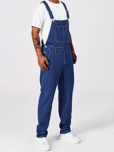 Overoles de Mezclilla para Hombre, Cintura Alta, Corte Holgado, Color Sólido, Ropa de Trabajo Informal, Pierna Recta, Algodón, Estilo Primavera - Product Image 3