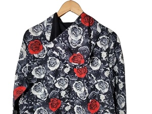 Windbreaker Rose Print Floral Black White Red Loose Baggy Smart Custom Fitted Anorak unisex <b>Jacket</b> New Fashion - Product Image 4