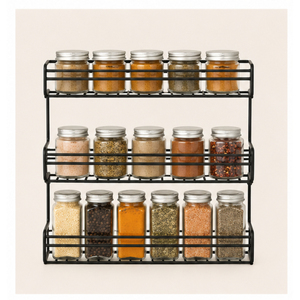 Modern 3-Tier Black Metal Spice <b>Rack</b> Organizer Space-Saving Countertop <b>Kitchen</b> <b>Storage</b> Shelf for Seasoning Bottles and Jars - Product Image 4