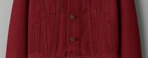 Veste en jean de haute qualité, classique, boutonnée, couleur bordeaux, en coton, style streetwear décontracté - Product Image 5