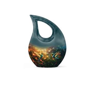 Urna Funeraria Moderna de Aluminio Blanca en Forma de Lágrima con Cruz para Cenizas Humanas de Adultos - Product Image 3