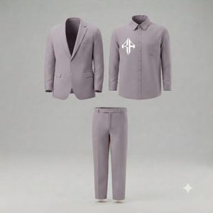 Traje de Pantalón y Chaqueta de Terciopelo Estilo Italiano para Hombre, Antiarrugas, Transpirable, Cierre de Botones, Diseño Plano Frontal, Viscosa/Poliéster - Product Image 1