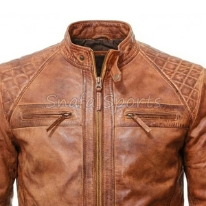 Leather Men's Motorcycle Jacket High Street Style Windproof Genuine Leather Winter Jacket For Sale In Wholesale Price - Product Image 3
