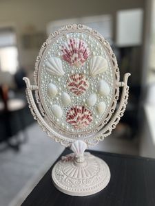 Luxury Handmade Seashell Hand Mirror Natural Shell Decorative <b>Vanity</b> Mirror for Gift & Home Decor - Product Image 1