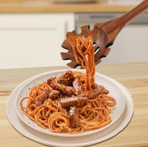 Cuillère à pâtes en bois à long manche, cuillère à salade ajourée, ensemble d'ustensiles de cuisine créatifs - Product Image 1