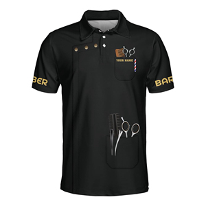 เสื้อยืดผู้ชายพิมพ์ลายคุณภาพดี โพลีเอสเตอร์/คอตตอน สำหรับร้านตัดผม ร้านเสริมสวย ร้านทำเล็บ  รับผลิตตามแบบ พร้อมสกรีนโลโก้  ขายดีอันดับหนึ่ง - Product Image 3