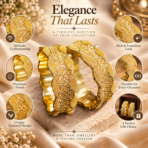 Ensemble de bracelets texturés en cuivre et laiton finition or 24 carats pour femme, bijoux de créateur indiens pour mariage et fête, vente en gros, cadeau - Product Image 5