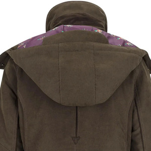 Veste à capuche unisexe Shero en néoprène vert olive, résistante à l'eau, pour l'hiver et les activités de plein air, avec fermeture à boutons et poches - Product Image 3