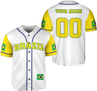 Camisetas de Béisbol Personalizadas OEM - Transpirables, Manga Corta, Diseño Brasileño Impreso Personalizado, Alta Calidad, 100% Poliéster, Antibacterianas