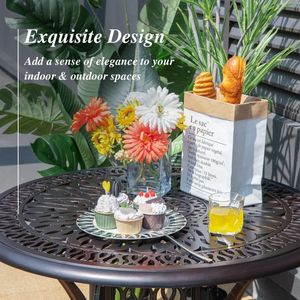 36-Inch Round Patio Dining Bistro <b>Table</b> with Umbrella Hole for Outdoor Settings - Product Image 3