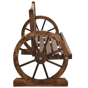 Panca da Giardino in Legno di Abete Massiccio con Intarsi Decorativi, Colore Marrone, per Uso in Patio - Product Image 3