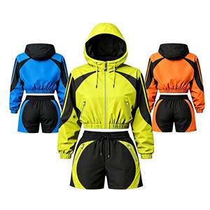 Ensemble de sport urbain 2 pièces pour femme 2026 : T-shirt à capuche à manches longues et short longueur genou, respirant et anti-boulochage - Product Image 1