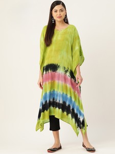Caftán de rayón de diseñador de alta calidad, teñido con técnica tie-dye, para uso diario en verano, corte regular, cuello corazón, al mejor precio por parte del proveedor. - Product Image 1