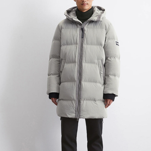 Veste matelassée à capuche camouflage pour homme, gris clair, coupe-vent, épaisse, avec fermeture éclair et poches - Product Image 1