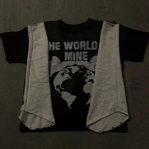 High Quality 100% Cotton Men's T-Shirt Custom Designed Double <b>Layer</b> Long Sleeve Cropped <b>Top</b> with Loose Fit and Printed Design - Product Image 2