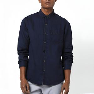 Camisa de Mezclilla para Hombre de Color Sólido con Diseño OEM Personalizado, de Moda, Casual, Talla Grande, para Venta al por Mayor - Product Image 6