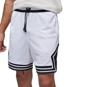 <b>Men</b> Diamond <b>Shorts</b> 100% Polyester Mesh <b>White</b> and Black Dry and Comfortable Athletic <b>Shorts</b> with Elastic Waistband and Striped - Product Image 1