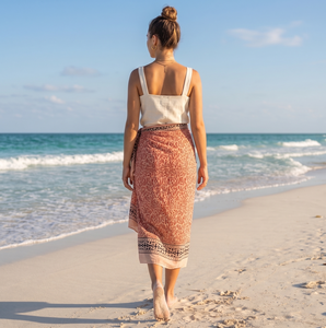 Sarong imprimé à la main pour la plage, sarong pareo personnalisé pour femme, léger, en coton, pour la plage, pour les vacances - Product Image 3