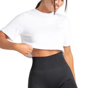 Custom Wholesale Womens Casual Open <b>Back</b> Crop <b>T</b> Shirt Breathable Yoga Gym Top Regular Fit Workout Fitness Short Sleeve 100% - Product Image 1