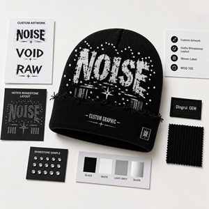 Gorro de Invierno Unisex con Pedrería, Estilo Urbano, Color Negro, Diseño Personalizado, 100% Acrílico - Product Image 4