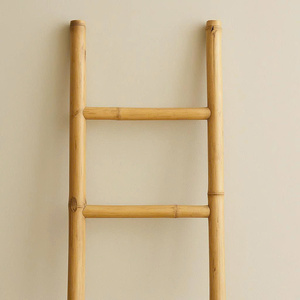 <b>Wall</b> Leaning Bamboo Shoe Rack 4 Storage trays Premium Bamboo Display & Storage <b>Ladder</b> - Natural, Eco-friendly bamboo furniture - Product Image 3