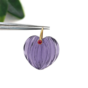 Colgante de Cuarzo Alejandrita con talla de calabaza, Dijes chapados en oro con forma de corazón de Cuarzo Alejandrita, Colgante de corazón tallado, Mayoristas - Product Image 1