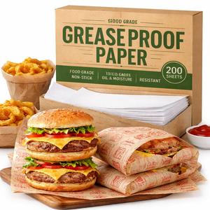 Papel Antigrasa de Grado Alimenticio al por Mayor para Envolver Hamburguesas, Resistente a Grasa y Aceite, Impresión Personalizada y Marca Privada - Product Image 1