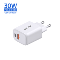 Los productos más vendidos Cargador Gan móvil 30W Pd Cargador USB de doble puerto Tipo C Adaptador de cargador portátil personalizado rápido al por mayor