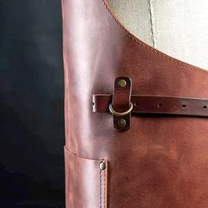 Delantal de Trabajo sin Mangas 100% Cuero Genuino, Duradero y Clásico, para Cocina, Barbacoa, Chef/Barbero, Color Marrón y Negro, para Profesionales - Product Image 6