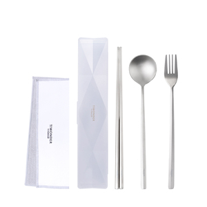 Ensemble de couverts 3 pièces en titane pur de qualité supérieure, écologique, compatible lave-vaisselle, pour le camping en plein air - Product Image 1