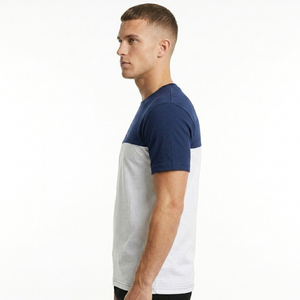 T-shirt streetwear haut de gamme pour homme avec empiècements, coutures personnalisées, tissu haute densité, vêtements de marque privée, usine de confection - Product Image 3