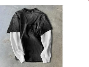 Camiseta de Manga Larga para Hombre, Estilo Estético, Lavada, con Doble Manga, Estampado Personalizado, 100% Algodón, Diseño Floral, Anti-Pilling - Product Image 6