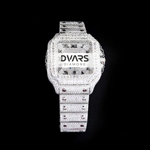 Reloj de Pulsera de Lujo Estilo Hip-Hop con Movimiento de Cuarzo en Oro Rosa y Plata, Correa de 20 mm, 42 mm, Completamente Cubierto de Diamantes Blancos, Ideal para Regalos y Fiestas - Product Image 1