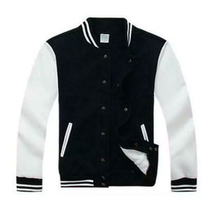 <b>Men's</b> Blue Varsity <b>Jacket</b> <b>White</b> Sleeve Regular Fit Turn-down Collar Button Front Casual Autumn Wear <b>Men</b> varsity <b>jacket</b> For sale - Product Image 2