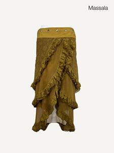 Falda Cruzada con Volantes |   Falda Élfica de Encaje de Algodón |   Ropa de Festival de Hadas Bohemias |   Falda larga estilo gitano con capas para mujer - Product Image 3