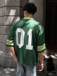 <b>Men</b>’s Custom Style Mesh Jersey Retro Oversized V Neck Number Print Streetwear Sports Shirt Wholesale American Football Jersey - Product Image 2