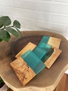 GARDEN-THEMED WOOD RESIN COASTERS <b>Set</b> Customizable Color/Logo Modern Design for Home Office <b>Coffee</b> Use - Product Image 3