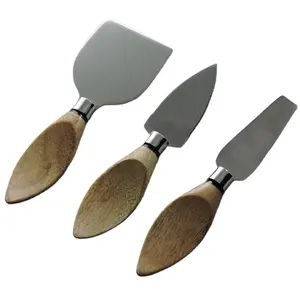 Vajilla Utensilios para mesa Cuchillo para queso de madera y acero inoxidable Herramientas para queso Accesorios de cocina Vajilla para queso Cubiertos - Product Image 1