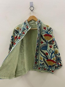 Chaqueta de Lino Bordada con Flores Estilo Bohemio, Manga Larga, Cuello Camisero, Ropa Exterior Informal para Mujer, Estilo Primavera - Product Image 1