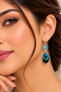Pendientes Colgantes de Labradorita Ovalados y Redondos al por Mayor con Engaste de Plata para Mujeres y Niñas - Product Image 2